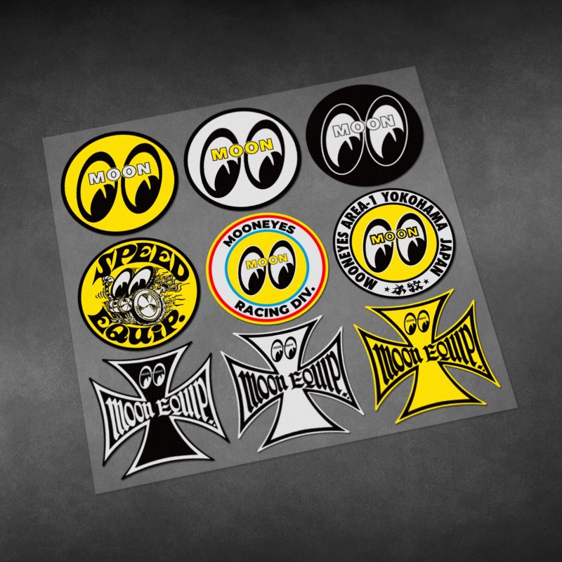 A Pair Retro MOON Racing Refle - Heavy Equipment Stickers review and price