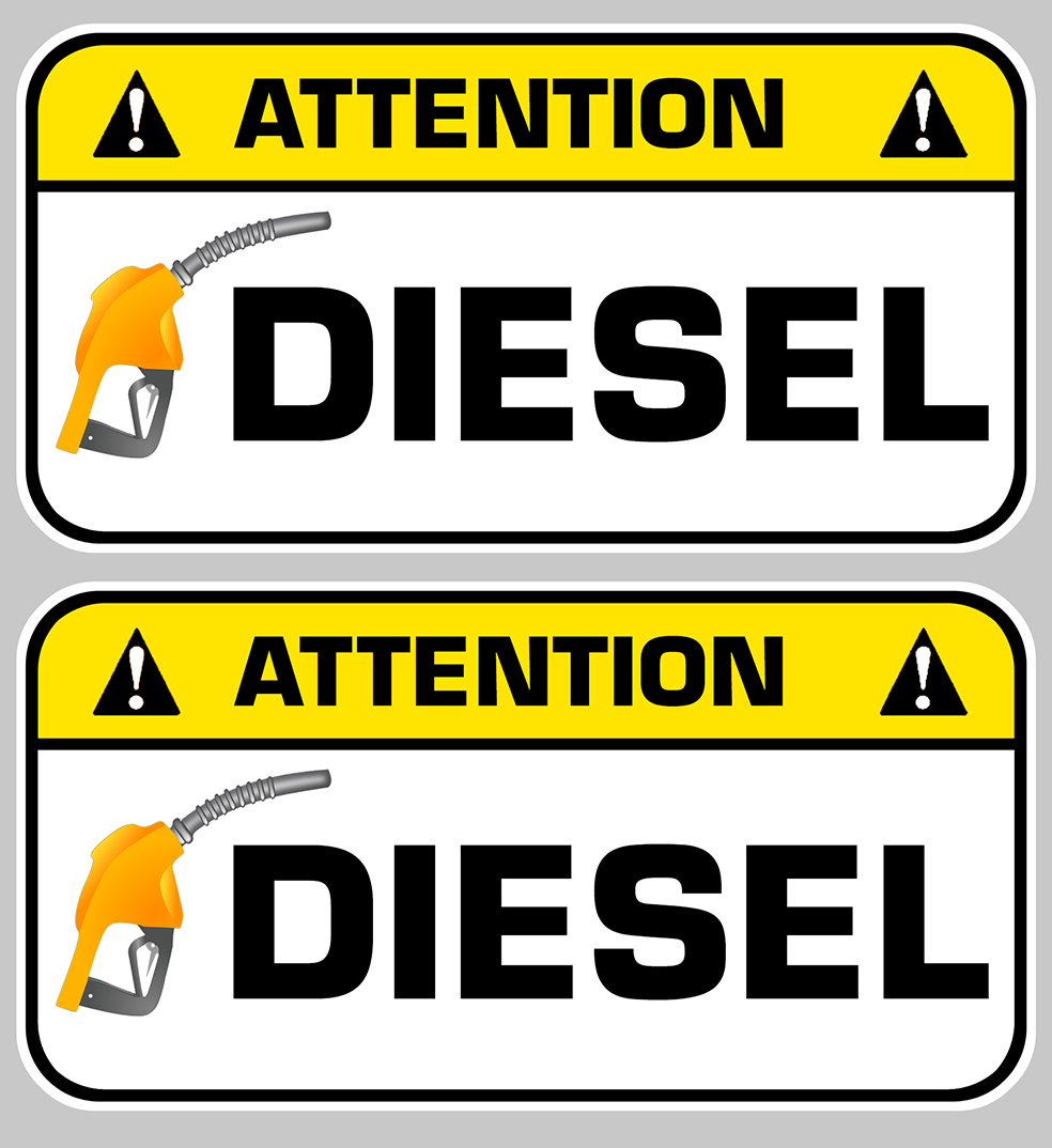 2pcs 7cm  ATTENTION DIESEL GAS - Heavy Equipment Stickers review and price