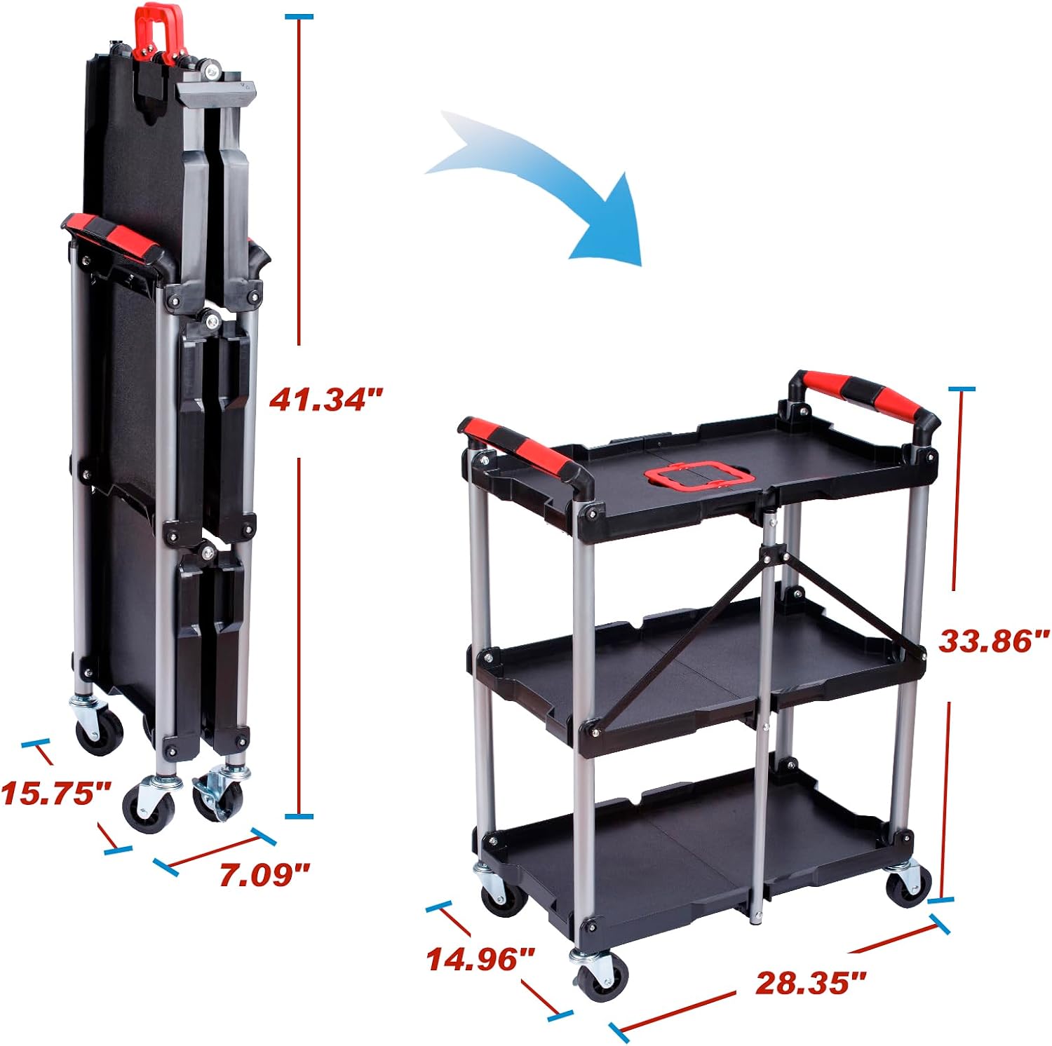 3-Shelf Foldable Rolling Utili - Heavy Equipment Supplies review and price
